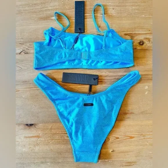 TRIANGL MICA - CHEEKY BABY BLUE SPARKLE SET NO BAG NEW WITH TAGS - Picture 4 of 5